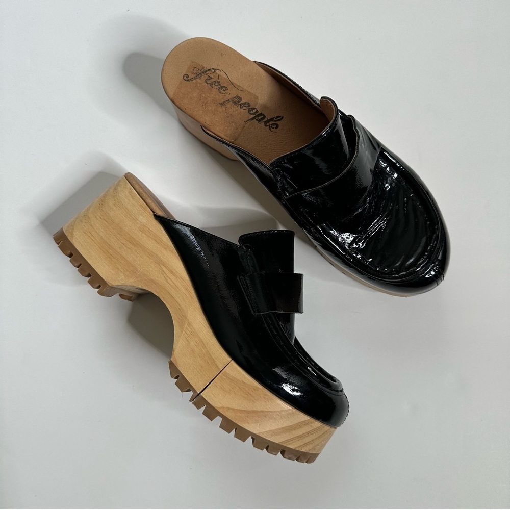 Free People Corbin Patent Leather Platform Loafer Mule